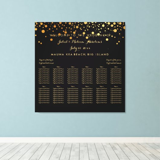 PixDezinesの眩しい金ゴールド結婚/の座席表 キャンバスプリント (インサイチュ (ウッドフロア))