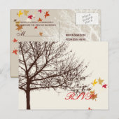 PixDezinesの秋の結婚式への返信 インビテーションポストカード (正面/裏面)