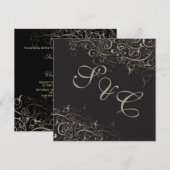 PixDezinesの素朴な渦巻き/偽のシルバー 招待状 (正面/裏面)