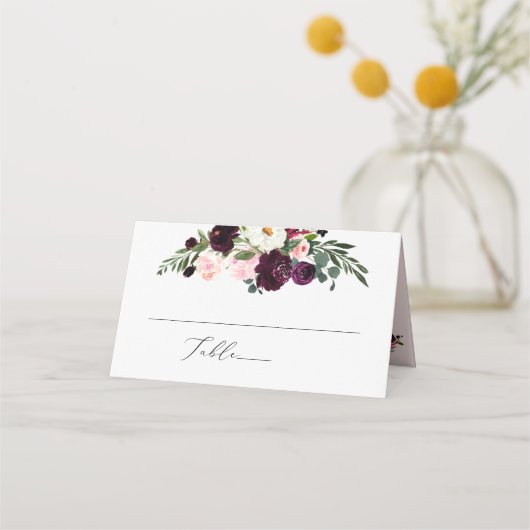 PixDezinesの素朴な開花の水彩画の花 プレイスカード (正面)