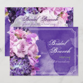 PixDezinesの紫のバラ/ハイドランジア/ DIYイベント 招待状 (正面/裏面)