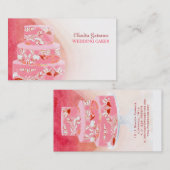 PixDezinesの結婚ケーキ/水彩効果 名刺 (正面/裏面)