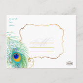 PixDezinesの結婚式のお礼/孔雀の羽根 案内ポストカード (裏面)