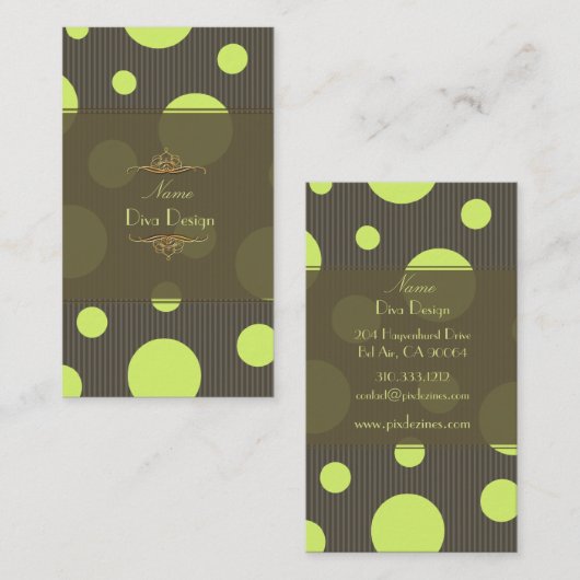 PixDezinesの緑の水玉模様/DIYの背景 名刺 (正面/裏面)