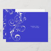 PixDezinesの繊細な渦巻き模様/手作りの色合い、青 招待状 (正面/裏面)