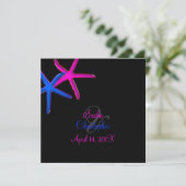 PixDezinesの背景/ネオンのヒトデ/ビーチ 招待状 (スタンド正面)