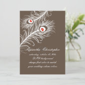 PixDezinesの色は白く、クジャクの羽 招待状 (スタンド正面)