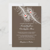 PixDezinesの色は白く、クジャクの羽 招待状 (裏面)