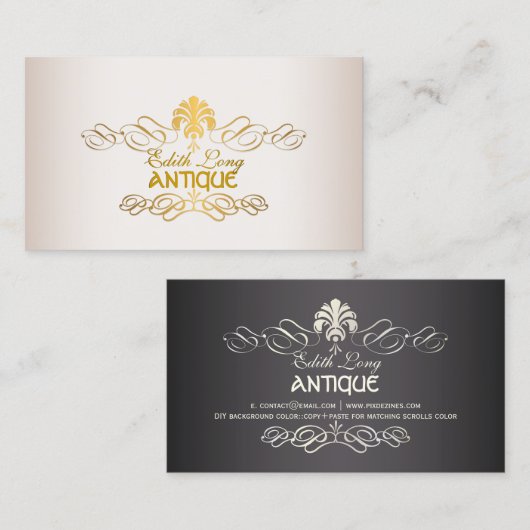 PixDezinesの色/アンティークスクロフェイクール 名刺 (正面/裏面)