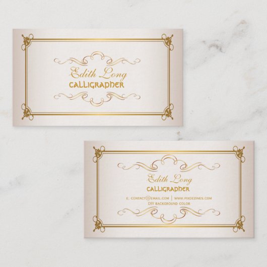 PixDezinesの色/アンティークスクロール 名刺 (正面/裏面)
