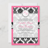 PixDezinesの色、ピンク/ラパロマダマスク 招待状 (裏面)