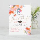 PixDezinesの花の水彩画を使った卒業パーティー 招待状 (スタンド正面)