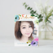 PixDezinesの花の水彩画卒業写真 案内ポストカード (スタンド正面)