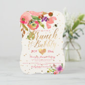 PixDezinesの花の水彩画 ブランチ+シャンパン 招待状 (スタンド正面)