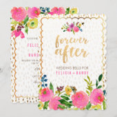 PixDezinesの花の水彩/ラナンキュラス/ピンク 招待状 (正面/裏面)