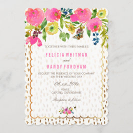 PixDezinesの花の水彩/ラナンキュラス/ピンク 招待状