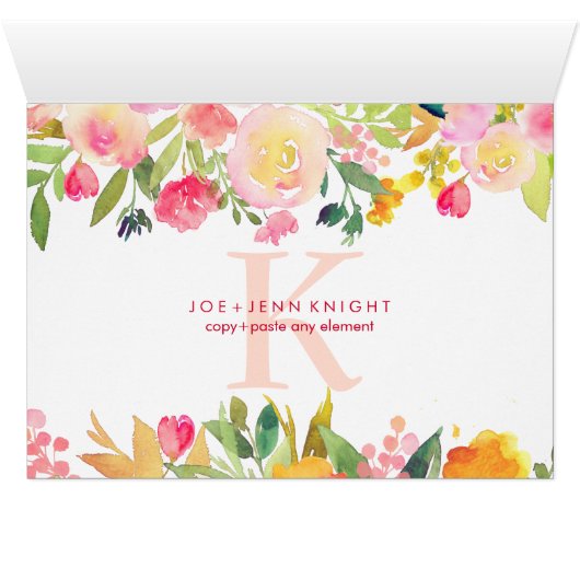 PixDezinesの花の水彩/予約/テーブルサイン (内部横(下))