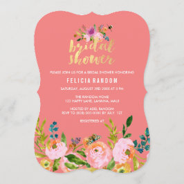 PixDezinesの花を飾ったブライダルシャワーのDIYコーラル背景 招待状