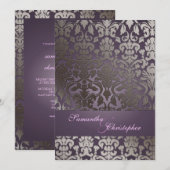 PixDezinesの花柄ダマスク/DIY背景色！ 招待状 (正面/裏面)