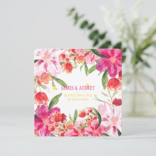 PixDezinesの花/水彩 招待状 (スタンド正面)