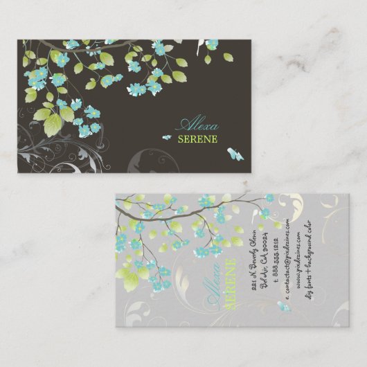 PixDezinesの花+渦/渦色 名刺 (正面/裏面)