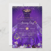 PixDezinesの蝶のキンチアニエラ、濃い紫 招待状 (裏面)