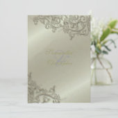 PixDezinesの装飾的なルーストシルバーの渦巻き 招待状 (スタンド正面)