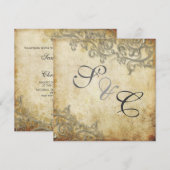 PixDezinesの装飾的なルーストシルバーの渦模様 招待状 (正面/裏面)