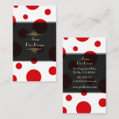 PixDezinesの赤い水玉模様 名刺 (正面/裏面)