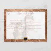 PixDezinesの銅/ブロンズ/偽の箔/結婚式の招待状の節約日付 案内ポストカード (裏面)