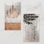 PixDezinesの銅+黒のシャンデリア/偽のホイル 名刺 (正面/裏面)