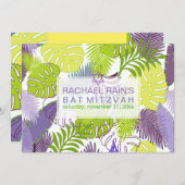 PixDezinesの雨林 バー・バット・ミツヴァ・ルアウ 招待状 (正面/裏面)
