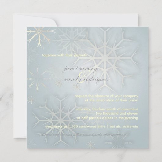 PixDezinesの雪片/冬の結婚式 招待状 (裏面)