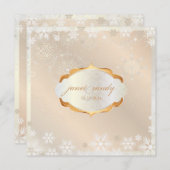 PixDezinesの雪片、氷上のピンクのシャンパン 招待状 (正面/裏面)