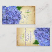 PixDezinesの青いハイドランジア、フラワーデザイナー/ヴィンテージ 名刺 (正面/裏面)