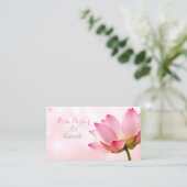 PixDezinesの静穏なピンクロータス、Omヨガ、ヒーラー 名刺 (スタンド正面)