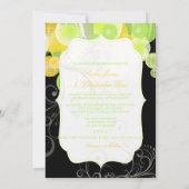 PixDezinesの黄色と緑のランタン 招待状 (裏面)