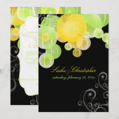 PixDezinesの黄色と緑のランタン 招待状 (正面/裏面)