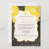 PixDezinesの黄色のランタン/屋外用木製パネル 招待状 (裏面)