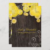 PixDezinesの黄色のランタン/屋外用木製パネル 招待状 (正面/裏面)