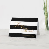 PixDezinesの黒と白のストライプの感謝カード サンキューカード (正面)