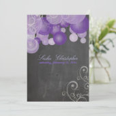 PixDezinesの黒板紫のランタン 招待状 (スタンド正面)