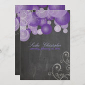 PixDezinesの黒板紫のランタン 招待状 (正面/裏面)