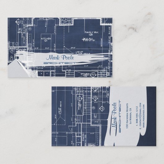 PixDezinesの黒板設計図 名刺 (正面/裏面)