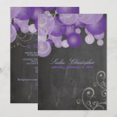 PixDezinesの黒板 紫のランタン 招待状 (正面/裏面)