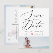 PixDezinesの chicでエレガントなカリグラフィー Save our Date ポストカード (正面/裏面)