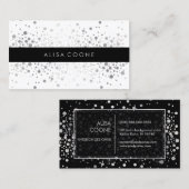 PixDezinesの dazzlingな偽の銀のコンフェッティ / 斑点 名刺 (正面/裏面)