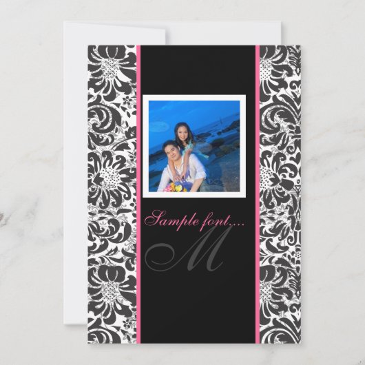 PixDezinesのdiyイベント...モノグラム·フィドラ·ダマスク 招待状 (正面)