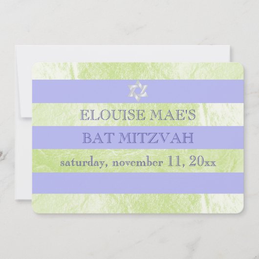 PixDezinesのDIYカラー/偽のホイルストライプのバットミッツヴァ 招待状 (正面)