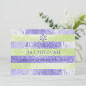 PixDezinesのDIYカラー/偽のホイルストライプのバット・ミッツヴァ 招待状 (スタンド正面)